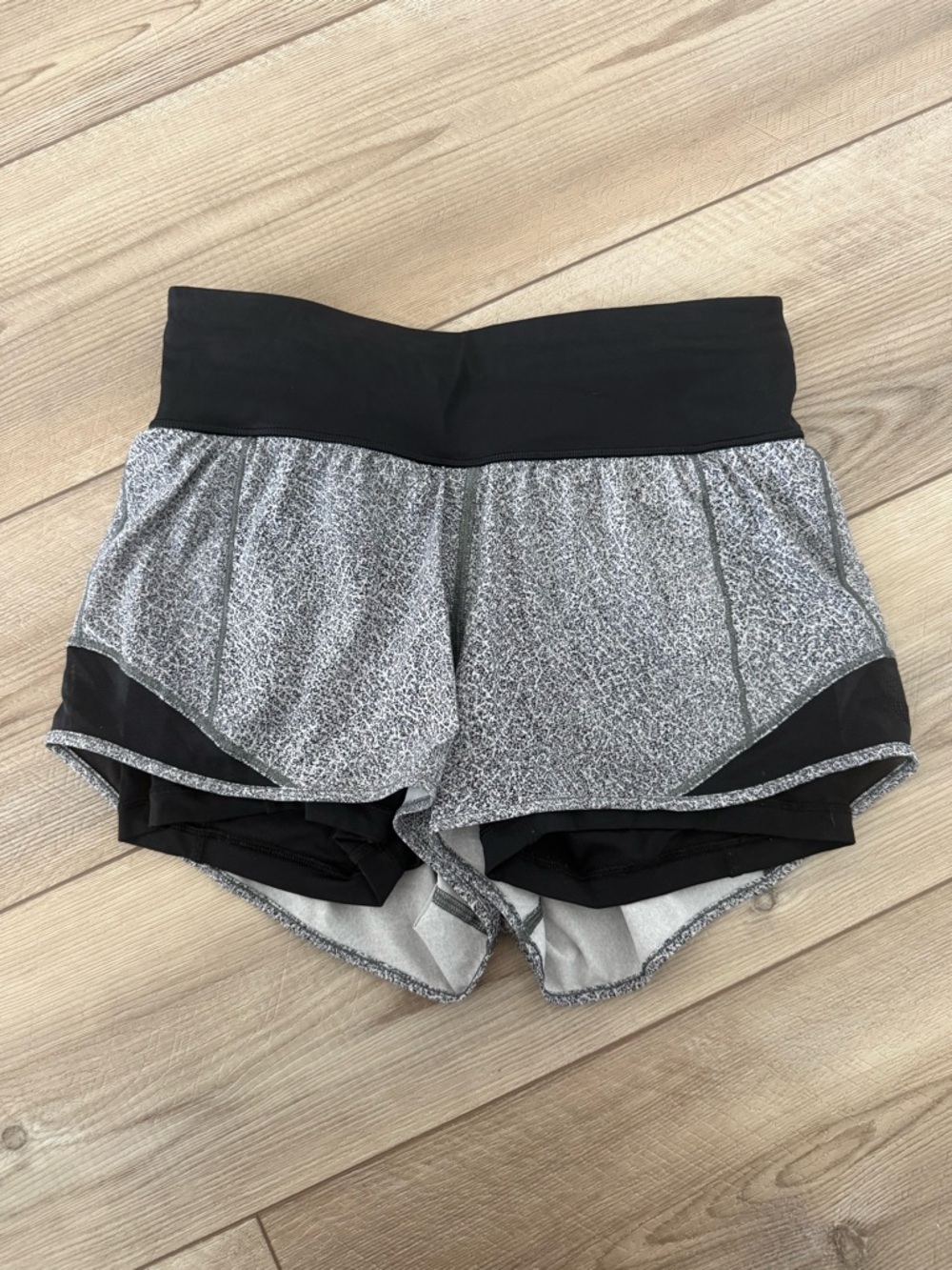 lululemon athletica Heather Gray Athletic Shorts with Black Waistband